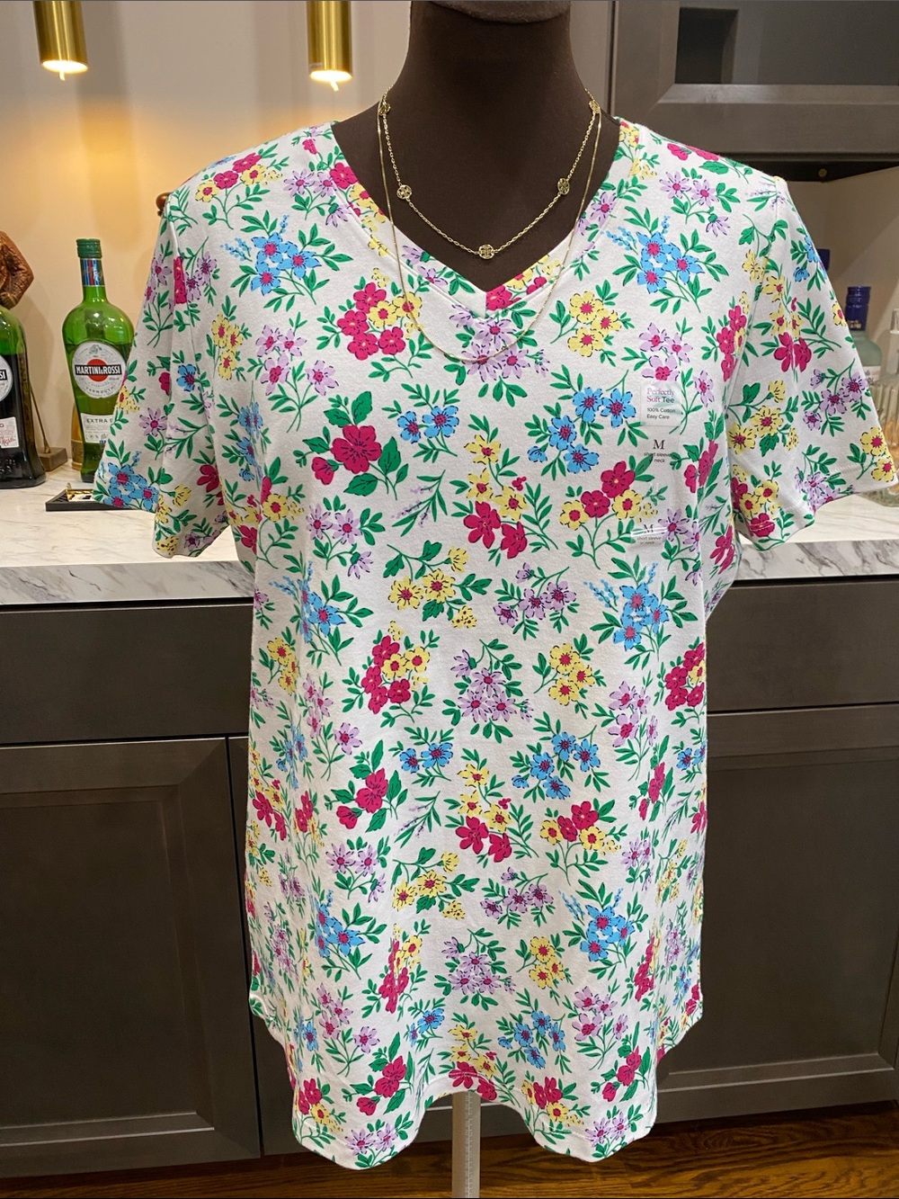 Kim Rogers shirt top blouse tunic perfectly soft floral medium